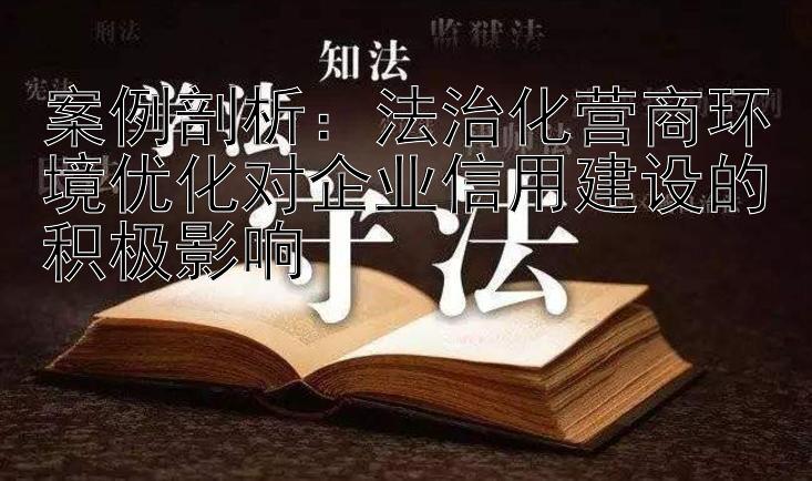 案例剖析：法治化营商环境优化对企业信用建设的积极影响